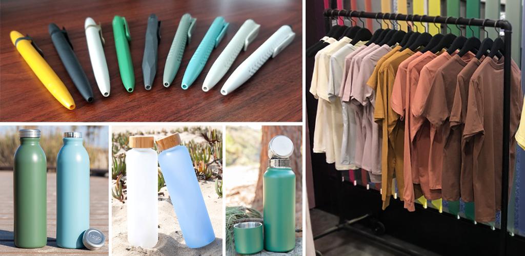 Muted earth tones on Bella + Canvas line, Prodir pens, ETS Express merch